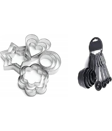 analog kichenware Multicolor Plastic 8 Pic Measure Cup & Spoon AND  Cookies Cutter ( Set of 2 )