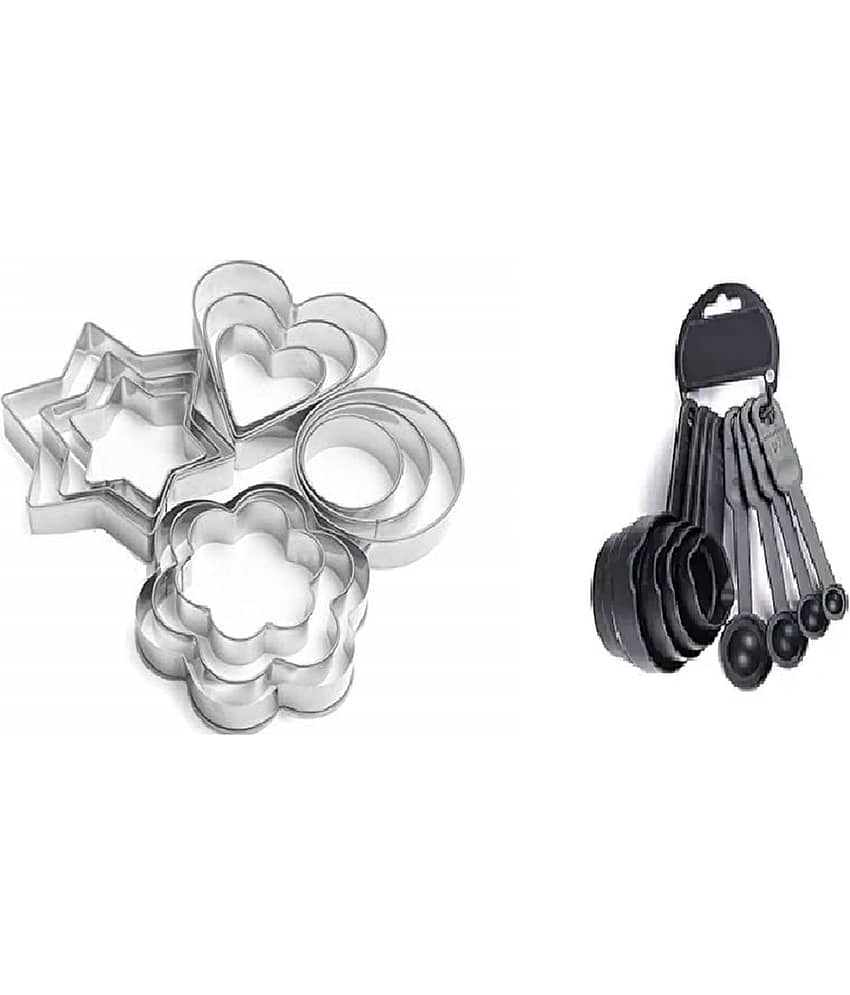 analog kichenware Multicolor Plastic 8 Pic Measure Cup & Spoon AND  Cookies Cutter ( Set of 2 )
