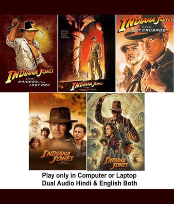 Indiana Jones Film trilogy (5 Movies 1981 to 2023) in Hindi & English both Play only in Computer or Laptop HD Quality without poster
