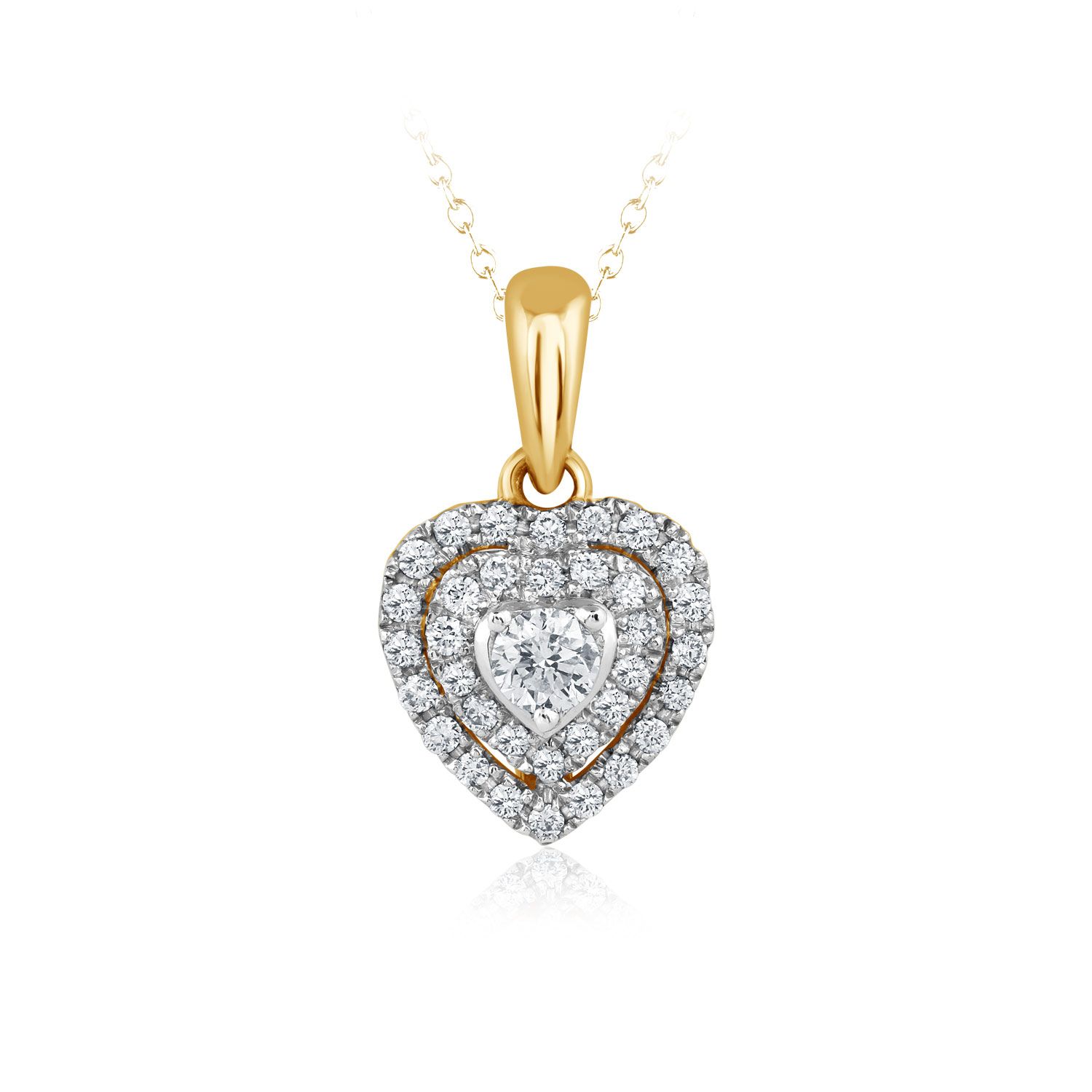 Senco Gold Valentine Diamond Pendant (0.73 gram / 0.21 Ct / HI-SI / 14K Yellow Gold)