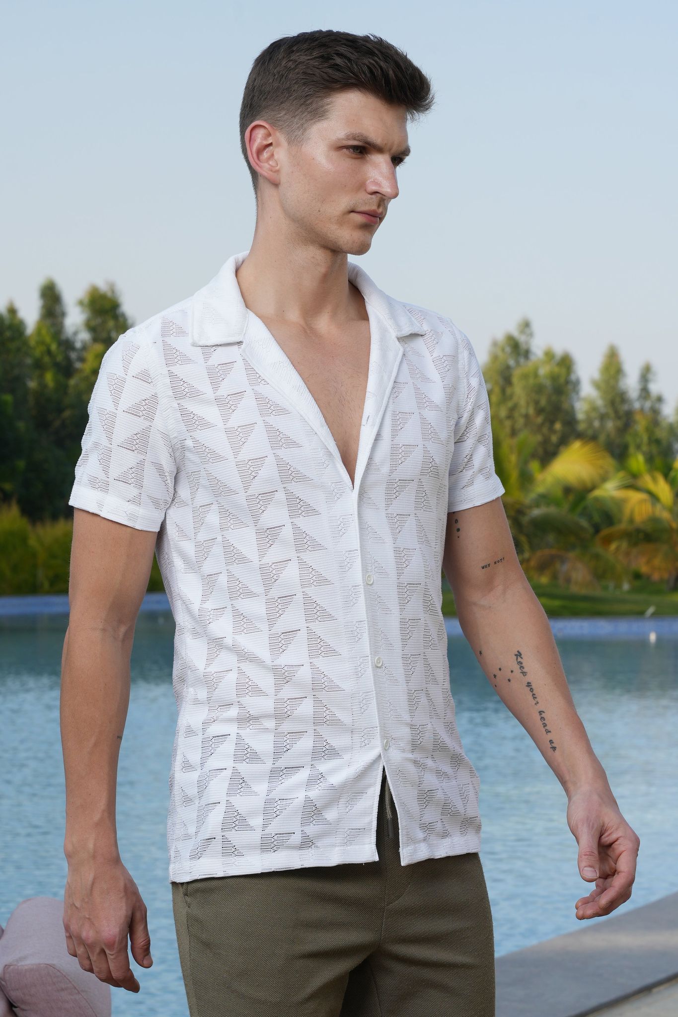 Avani - Crotchet Shirt - White-S-38 / WHITE
