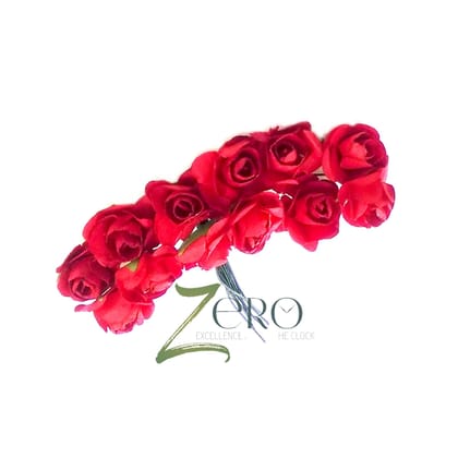 Bunch of 12 Pcs Hand Made Paper Flower - Red Color Bunch of 12 Pcs Hand Made Paper Flower - Red Color