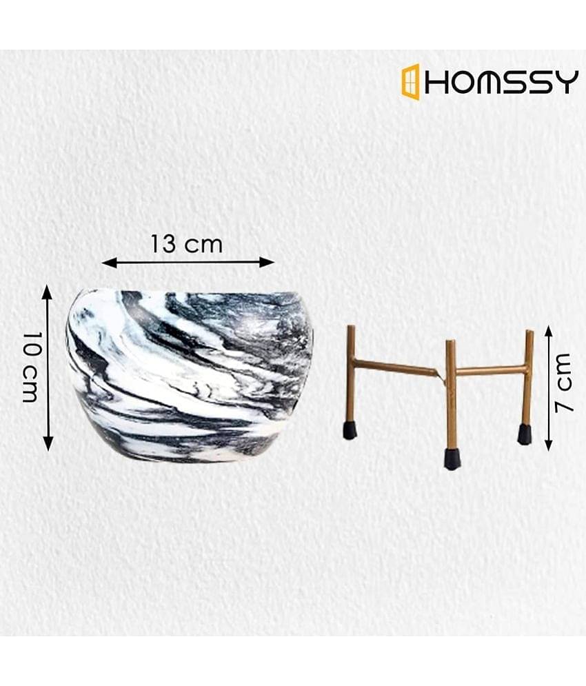 HOMSSY - Black Metal Decorative Pots ( Pack of 1 )