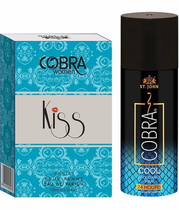 ST.JOHN Cobra Cool 150ml & Cobra Kiss Perfume 100ml Deodorant Spray & Perfume for Men - Pack of 2