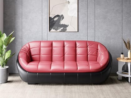 Opulent 3 Seater Sofa (Synthetic Leather, Claret Black)