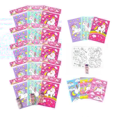 Colorful Escapes: A Portable Coloring Book with 4 Color Crayons-Unicorn