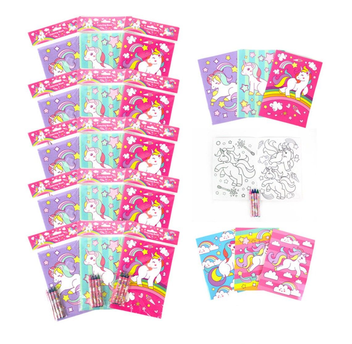 Colorful Escapes: A Portable Coloring Book with 4 Color Crayons-Unicorn