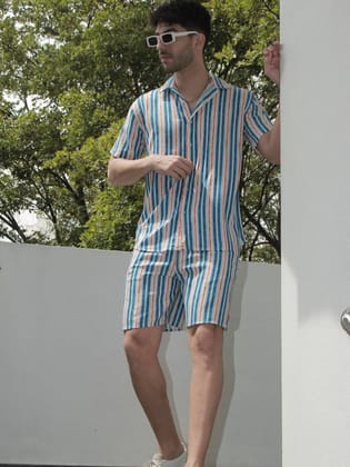 Multicolor Stripe Rayon Co-Ord - XL