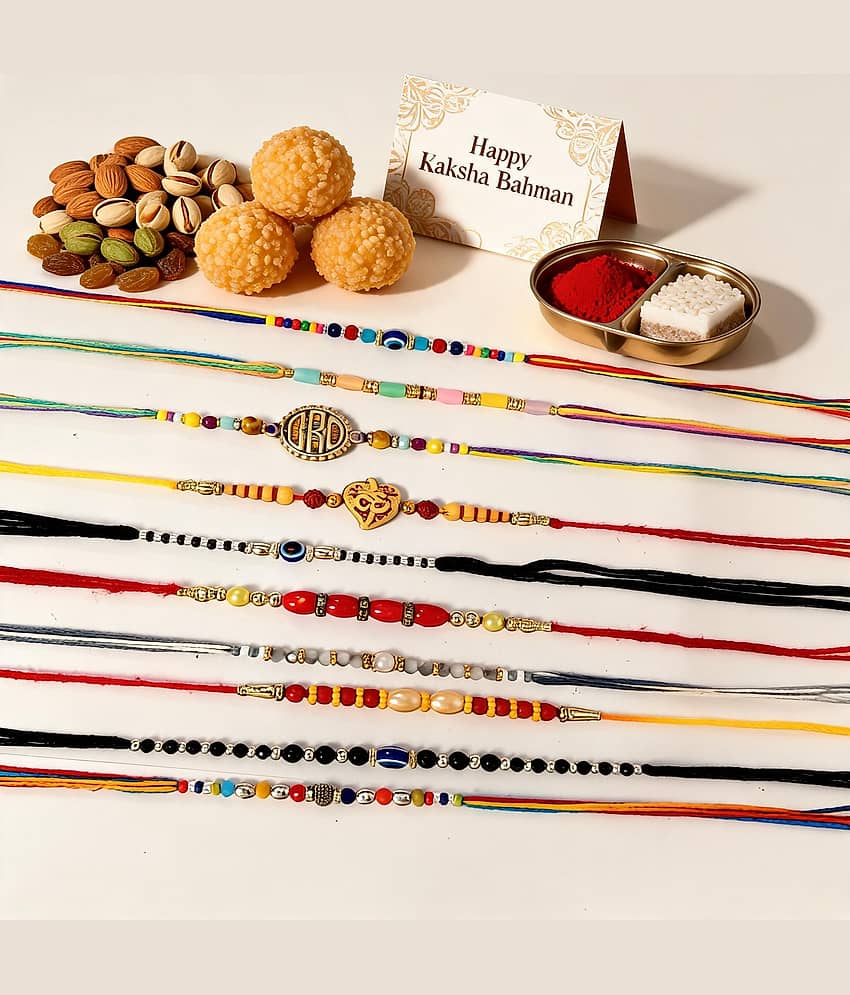 Fashion Frill Multicolor Rakhi for Brother (Pack Of 10)