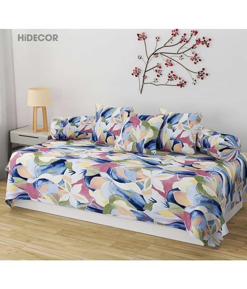 HIDECOR Cotton Floral Diwan Set 6 Pcs - Multi