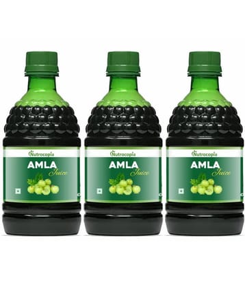 NUTROCOPIA Amla Juice - 400 ml | Rich Source of Vitamin C | Effective Antioxidants for Immunity boosting | Pure, Natural and 100% Ayurvedic Juice - Pack of 3