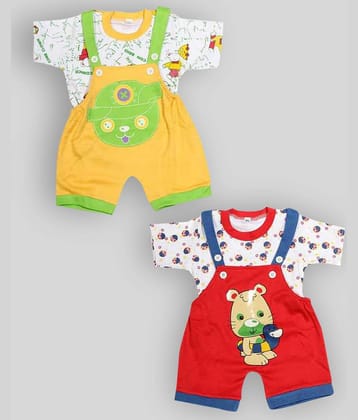 Babeezworld Pack of 2 Baby Girls Cotton Dungaree Sets ( Multi )