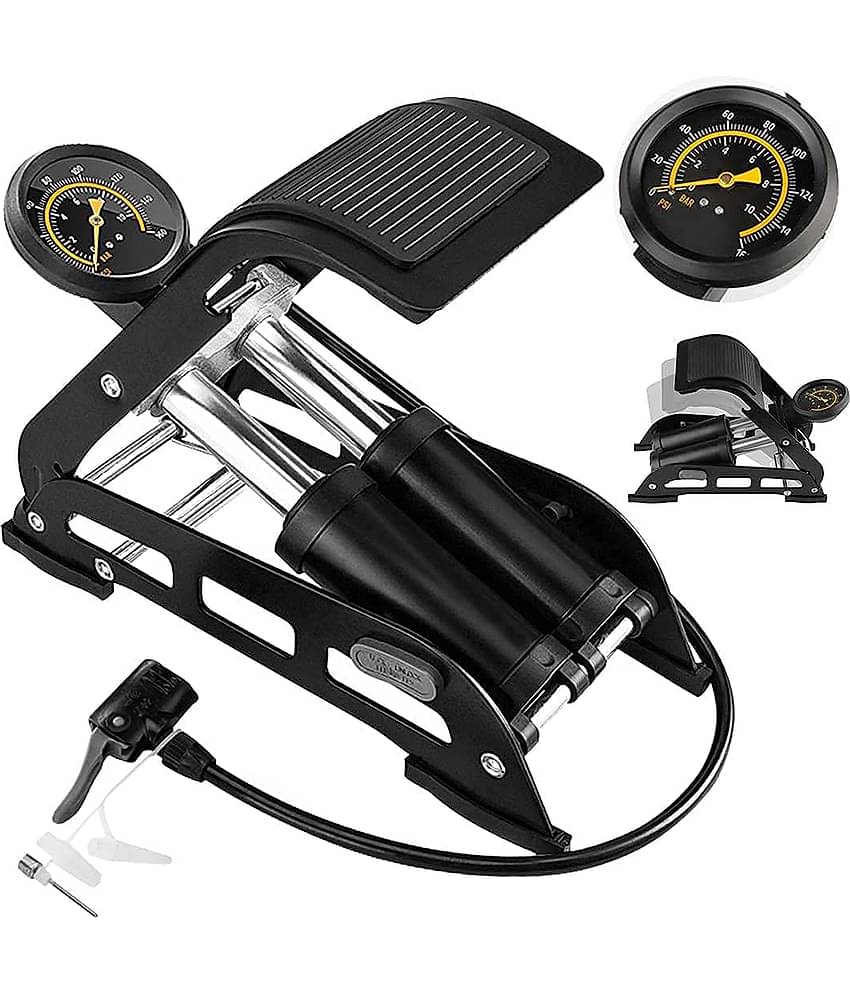 Bhavyta Double Cylinder Portable High Pressure Foot Air Pump Compressor for Car and Bike Air Pump for Motorbike,Cars,Bicycle,for Football,Cycle Pumps for Bicycle,car air Pump for tubeless.