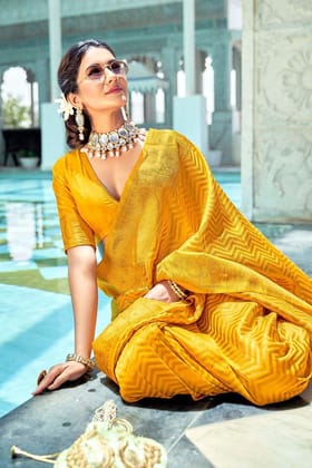 Zari Work Silk Saree With Blouse Piece