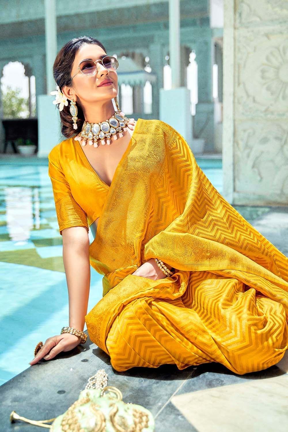 Zari Work Silk Saree With Blouse Piece