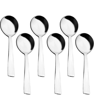 Cutlux Soup Spoon Stainless Steel Plain Soup Spoon Silver ( Pack of 6 )