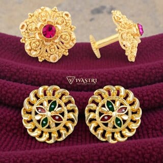 Vivastri Premium Gold Plated Alloy Stud Earrings Combo for Women & Girls Pack of 2