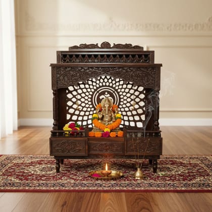 Handicraft Floor Wooden Mandir Temple Art Work