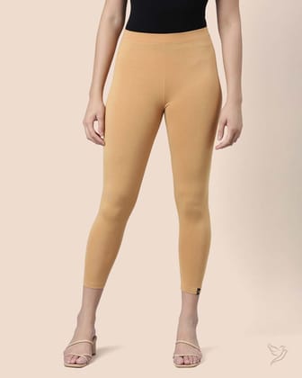 Viscose 7/8 High Ankle/Cropped Leggings - Honey Mustard-S / Honey Mustard