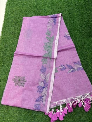 Handloom mul cotton with hand Kantha work