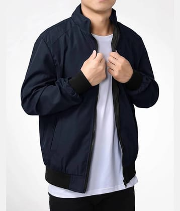 Eyebogler Polyester Mens Quilted & Bomber Jacket - Navy Blue ( Pack of 1 ) - None