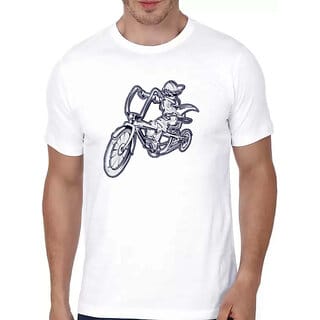 HIT SQUARE White Pure Cotton Round Neck Printed For Men
