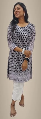 Mom And Me Black Georgette Kurta (L) | Chikankari Embroidery | Ethnic Casual