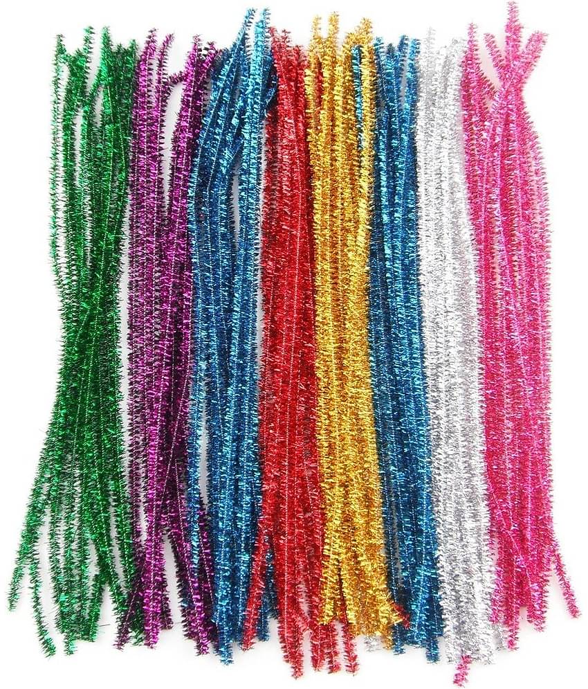 Vardhman Synthetic Multicolor Sparkle Pipe Cleaners 100 Pcs, Chenille Stems ( Pack of 1 )