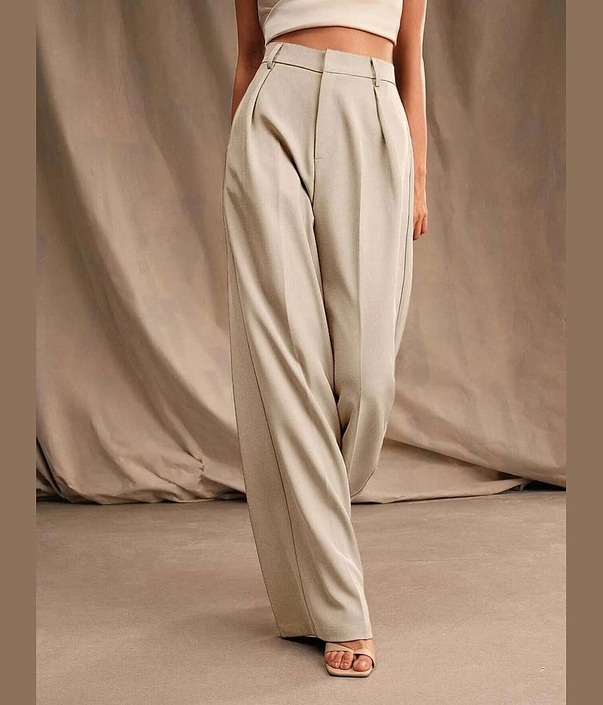 kotty Women Lycra Formal Trousers ( Beige )