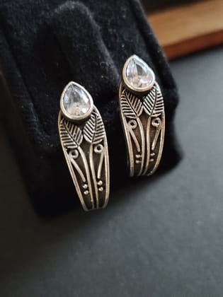 Casual Silver Look-Alike Oxidised Hoop Earrings for Everyday Style | Sarichka-WhiteAD