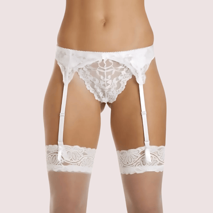 Silky White Lace Garter Belt for Women