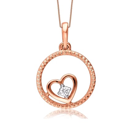 Senco Gold 14K Rose Gold Poised Heart Diamond Pendant (Gold Weight - 0.6 g / 0.02 carat / HI-SI)
