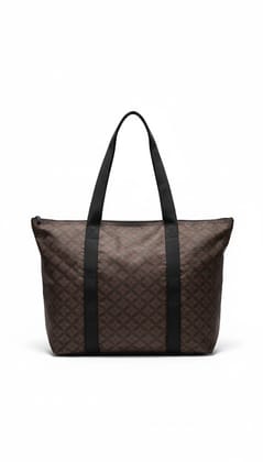 Sophisticated Brown Geometric Print Travel Tote Bag with Reinforced Handles – Vaishali Creations