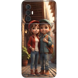Yug Emporium Tecno Spark 8 Pro Mobile Skin Sticker ( 3D Bestfriend Couple Theme STICKERS) (Mobile Back Cover, Multicolor)