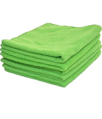 INGENS Microfiber Cleaning Cloths,40x40cms 250SM Green-Colour! Highly Absorbent, Lint and Streak Free, Multi -Purpose Wash Cloth for Kitchen, Car, Window, Stainless Steel, Silverware.(Pack of 5)…