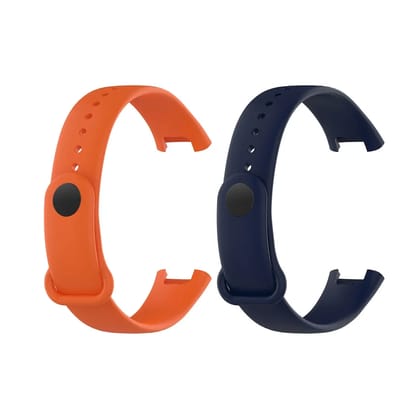 Valente Soft Silicon Band Strap Compatible for Redmi Band Pro (Pack of 2)-Orange & NavyBlue