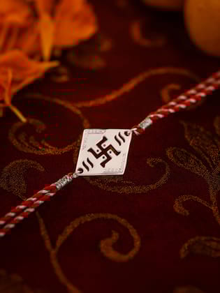 Ethnic 925 Silver Swastik Rakhi
