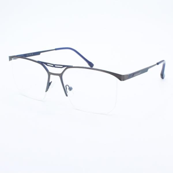 Lensoz Elite X Luxe Half Rim Rectangle Z - Medium - Gunmetal & Blue