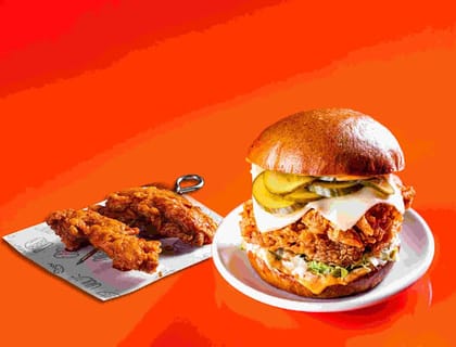 The Louis Fried Chicken Burger+ Korean Wings