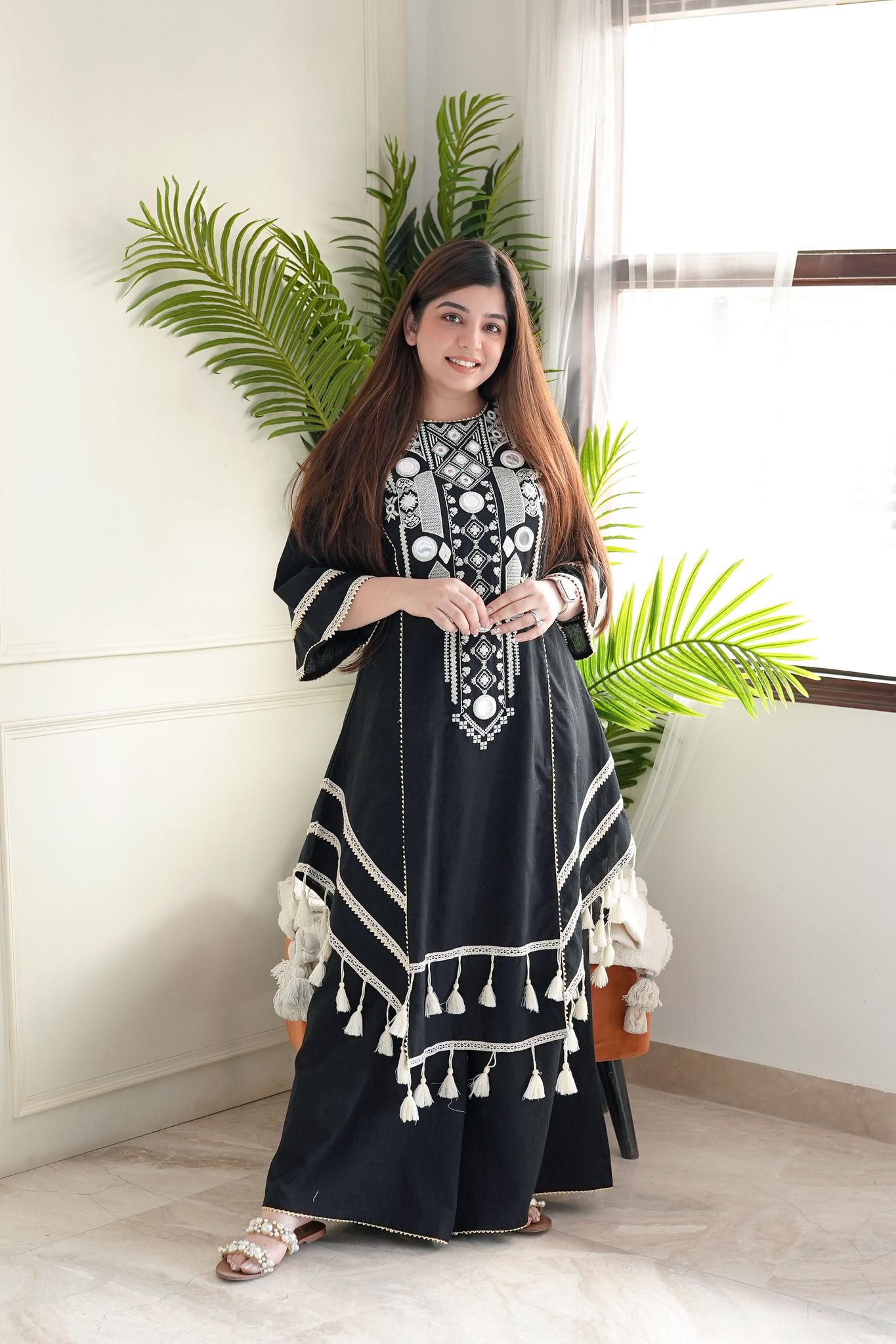 Amba Black Mirror Work Plazo Set-M