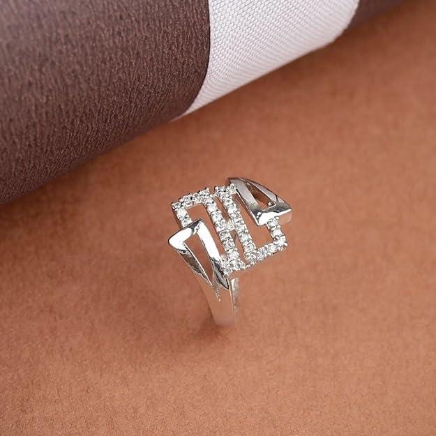 Silver-Plated AD-Studded Ring