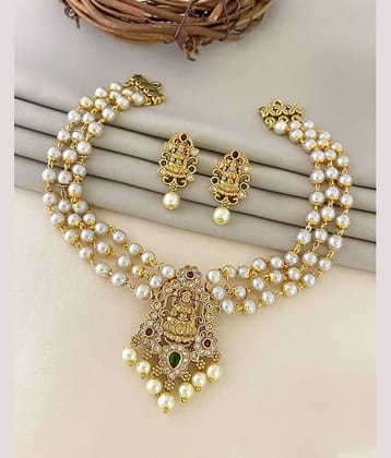 ROFARWORD Gold Brass Necklace Set ( Pack of 1 )