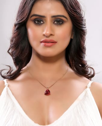 Rose Gold Plated Bold Red Triangle Crystal Pendant Western Necklace
