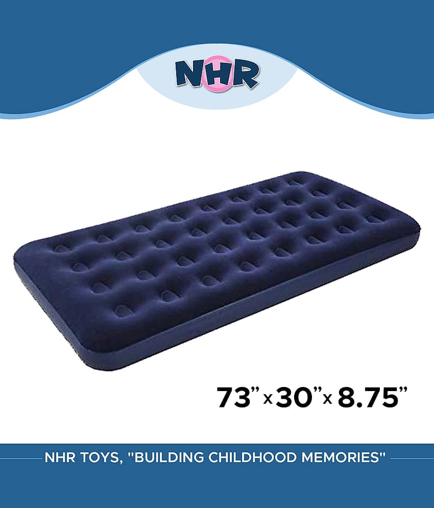 NHR Airbeds Flocked Aero luxe Quick Inflation Indoor Air Mattress Inflatable Bed  (Blue)
