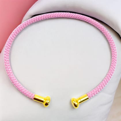 Slim Pink 18K Gold Anti Tarnish Threads Cuff Bracelet For Women-Pink