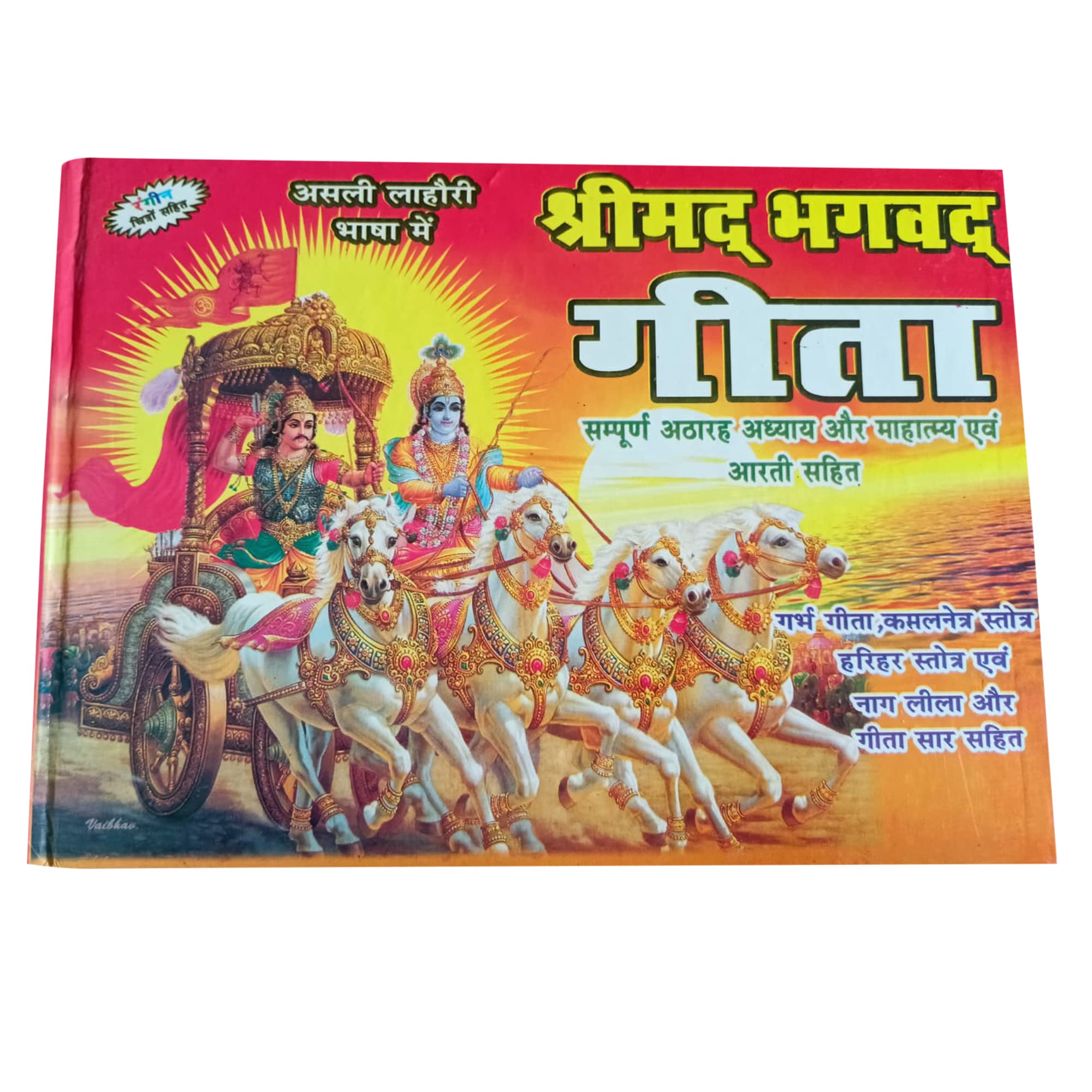 Asli Lahori Shrimad Bhagwad Geeta Sampoorn 18 Bhag Aur Mahattam Aartiyan , Garb Geeta, Kamalnetr Strot,hariher Satrot, Nag Lila,geeta Sar Sahit With Color Picture [Hardcover] [Jan 01, 2017] Amit pocket books