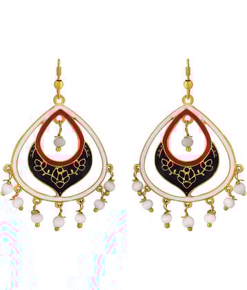 Spargz Oval Shape Gold Plated Officewear Multicolor Meenakari Hook Earrings For Women AIER 1073
