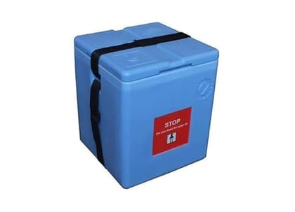 FAIRBIZPS 4 Ice Pack Vaccine Storage Carrier Box Portable CFC- Free Polyurethane Controller Vaccine Storage Box with Integral, Hinged Lid & Stopper 3.36 LTR Blue
