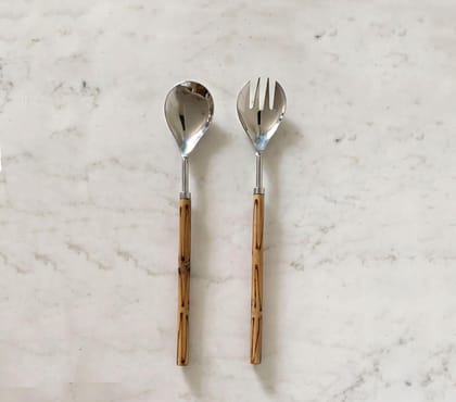 SERVING SPOON SET OF 2-BAMBOO