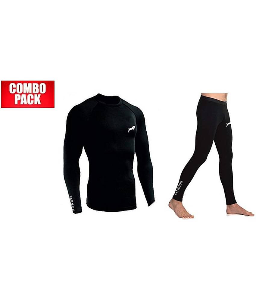 Just Rider Compression T-Shirt, Top Full Sleeve & Compression Lower Tights Multi Sports Combo (Pack of 2)